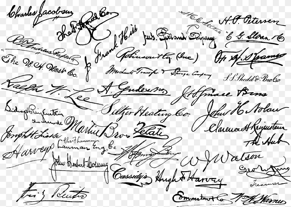 Old Fashioned Signatures, Gray Png Image
