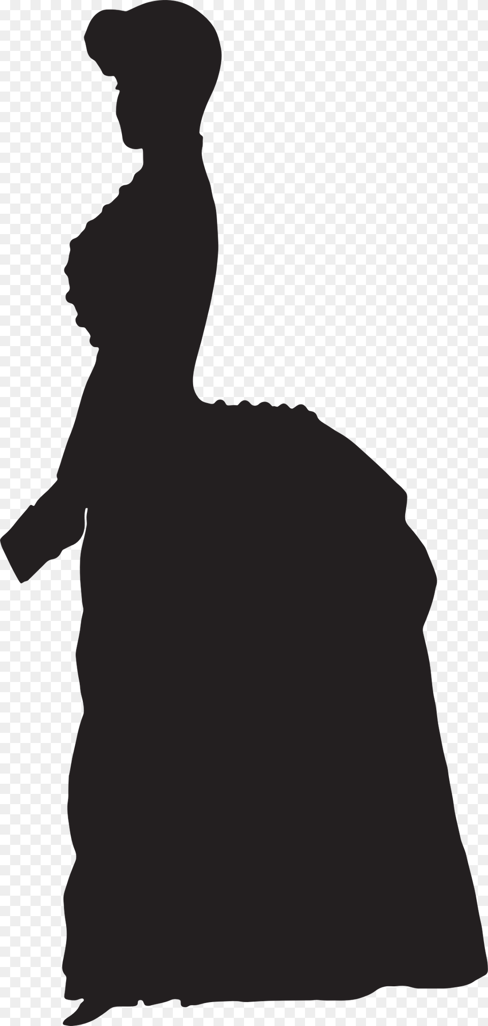 Old Fashioned Silhouettes Clip Art Victorian Lady Silhouette, Clothing, Dress, Dancing, Person Png Image