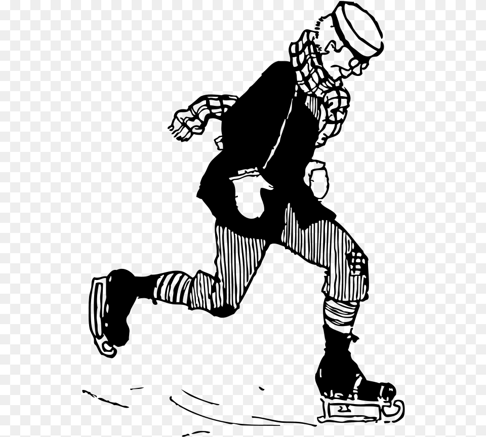 Old Fashioned Skater Svg Clip Arts Man Skate Cartoon Black And White, Gray Free Png Download