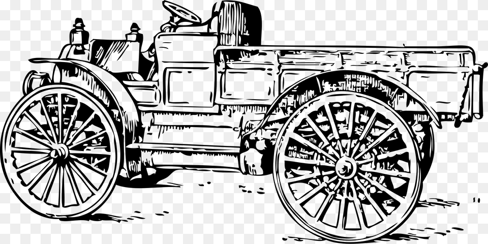 Old Fire Truck Clip Art, Gray Png