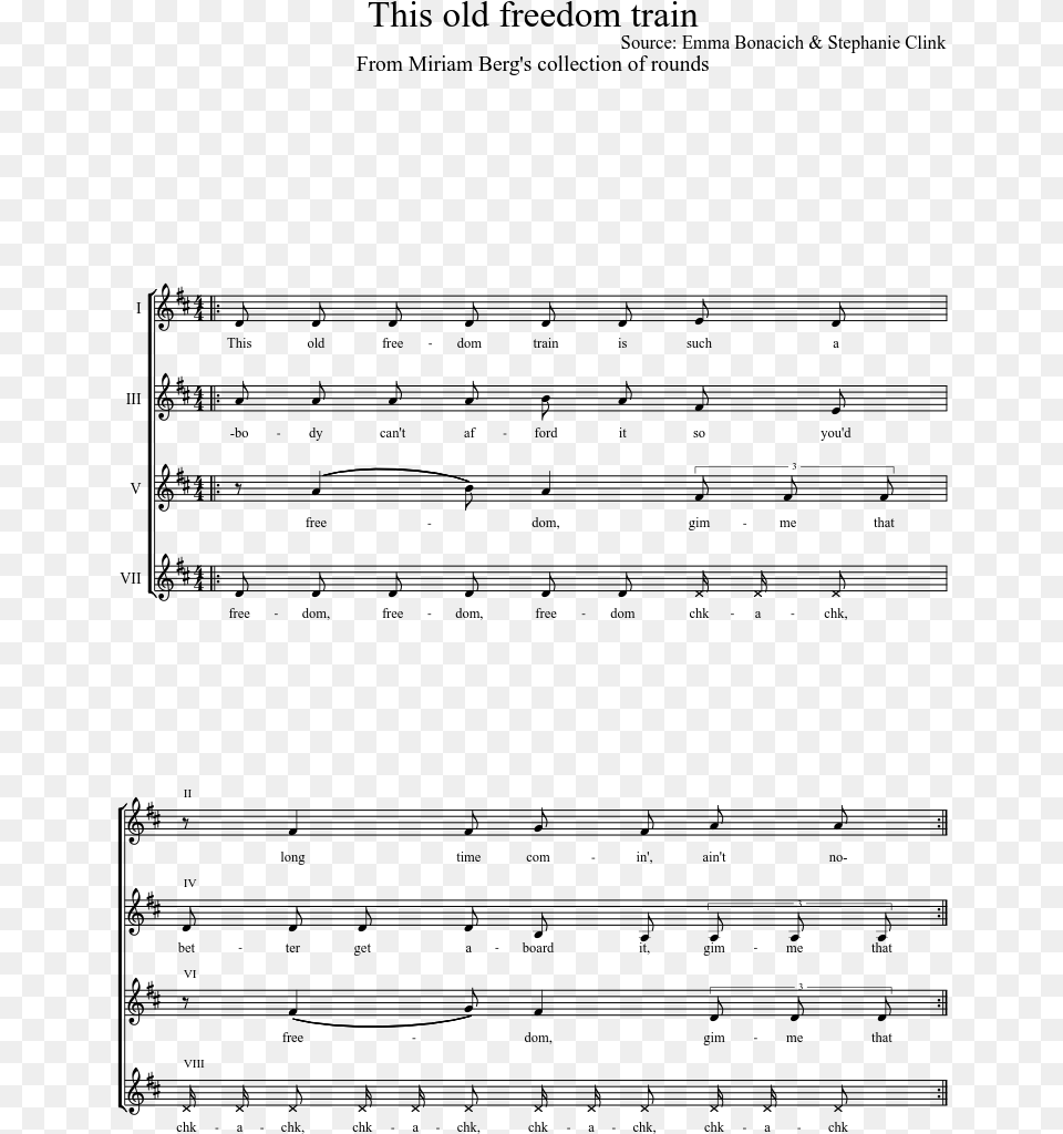 Old Freedom Train Sheet Music, Gray Free Png
