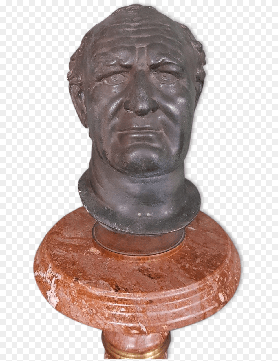 Old French Plaster Bust Depicting A Roman Figure Selency Hair Design, Bronze, Adult, Male, Man Png Image