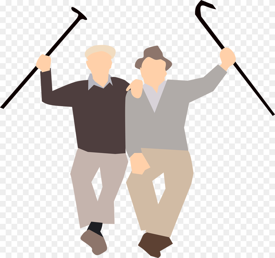 Old Friends Clipart, Walking, Person, Stick, People Png Image