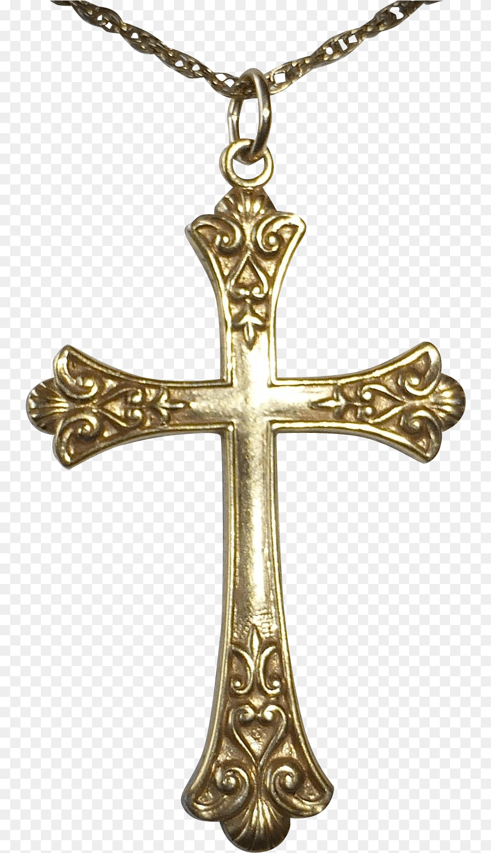 Old Gold Filled Ornate Cross Chain Cross Necklace Old, Symbol, Accessories, Crucifix Free Transparent Png