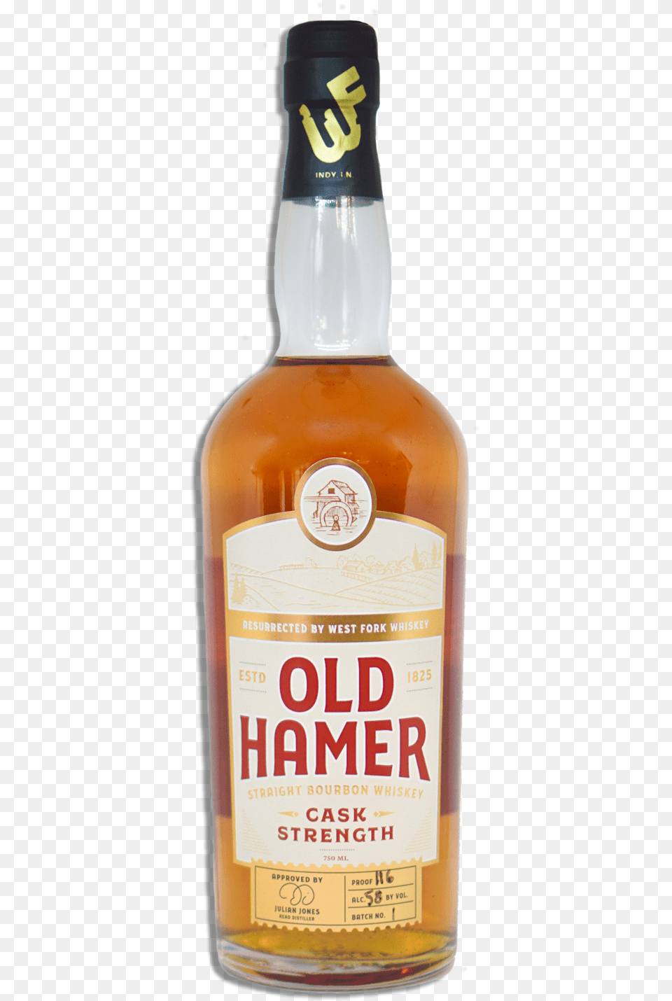 Old Hamer Straight Bourbon Cask Bottle Old Hamer Whiskey, Alcohol, Beverage, Liquor, Beer Png Image