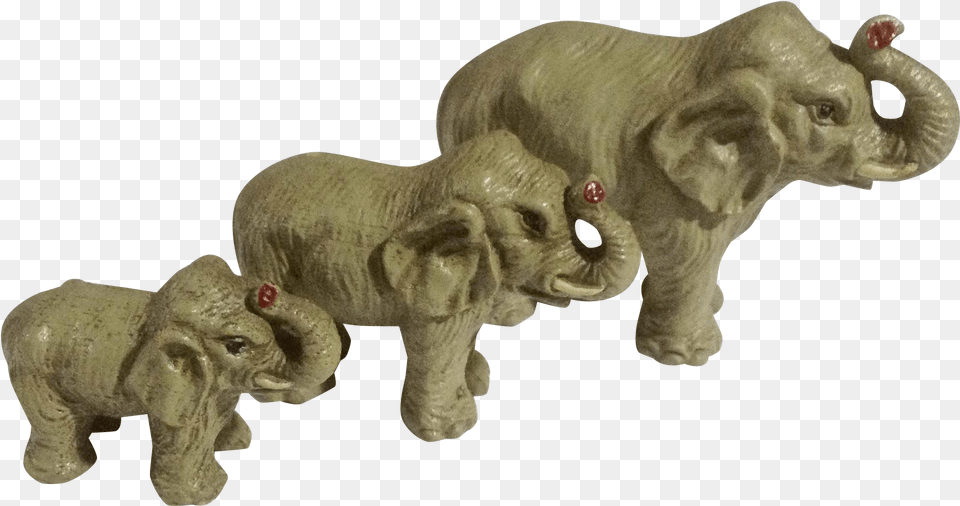 Old Hand Painted Elephant Miniature Figurines Trunk 1920s, Figurine, Animal, Bear, Mammal Free Transparent Png