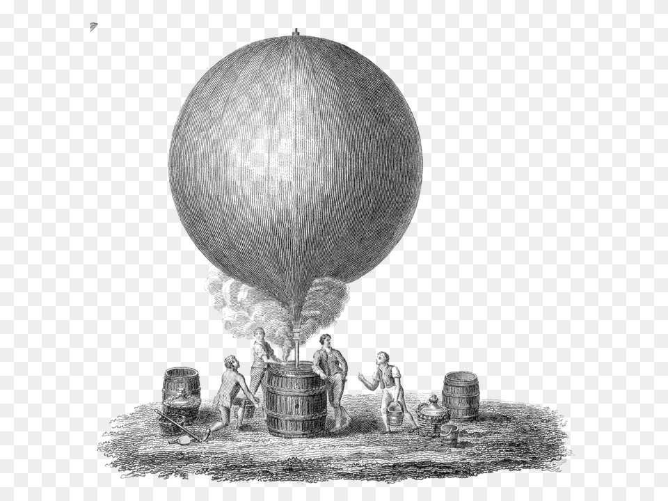 Old Illustration Of Hot Air Balloon, Sphere, Silhouette, Vehicle, Transportation Free Png