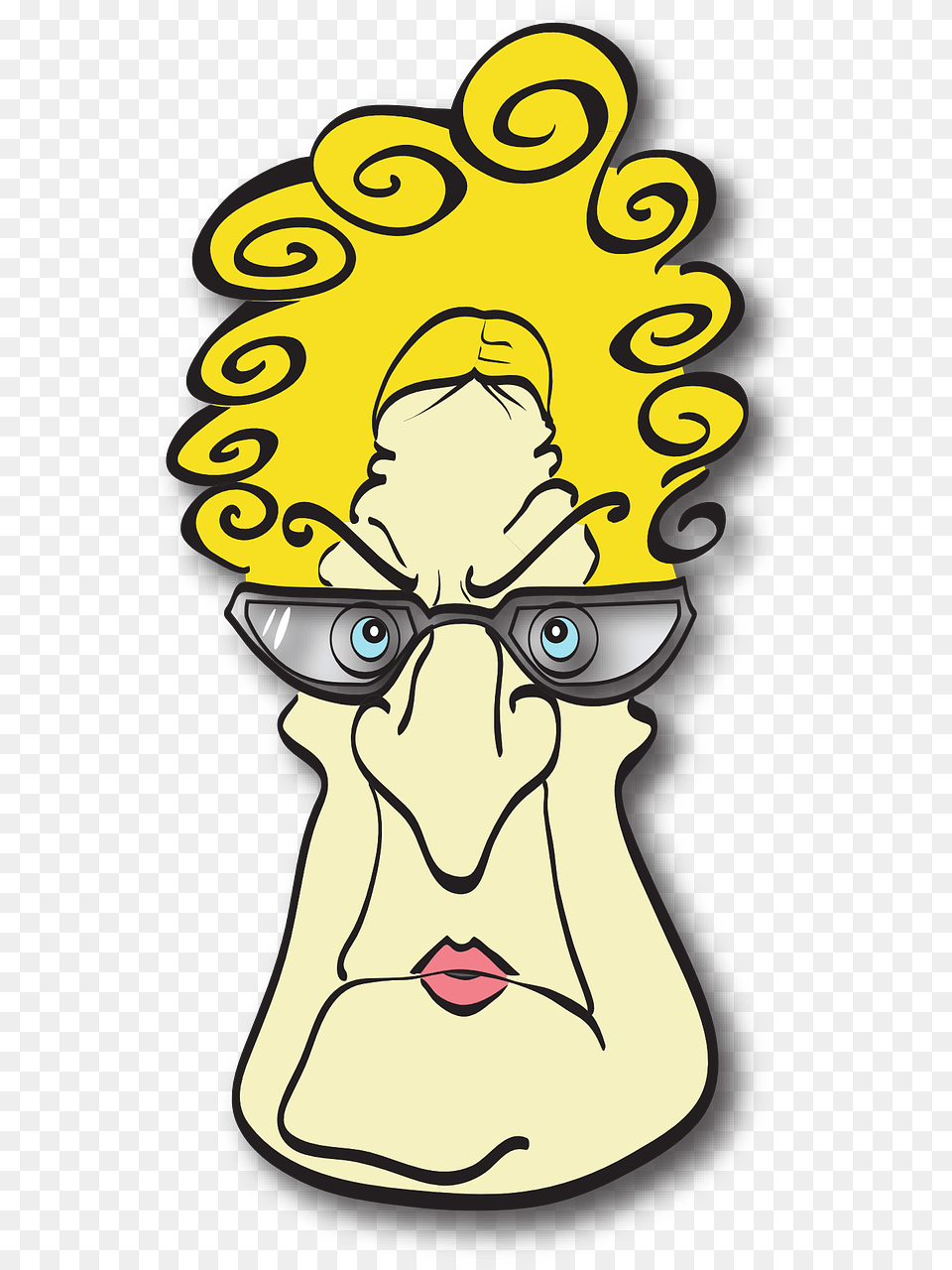 Old Lady Woman Angry Cartoon Glasses Glass Cartoon Old Lady With Glasses, Baby, Person, Face, Head Free Png Download