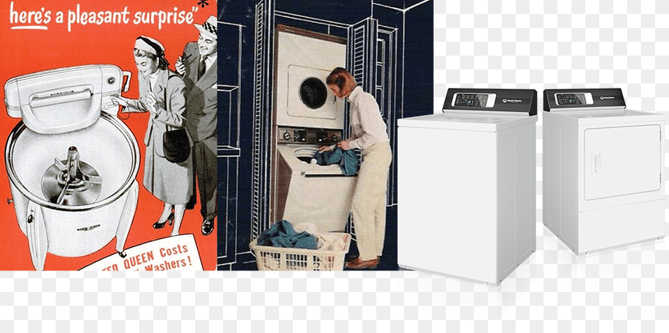 Old Laundry Advertisement And Moderne Use Of Laundry Speed Queen Coin Advert, Appliance, Device, Electrical Device, Washer Free Png Download