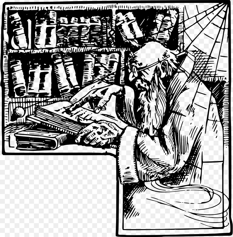 Old Man And Books, Gray Free Transparent Png