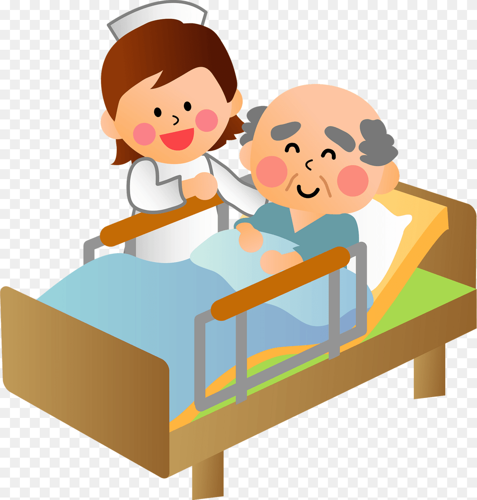 Old Man And His Nurse Clipart, Furniture, Crib, Infant Bed, Bed Free Transparent Png