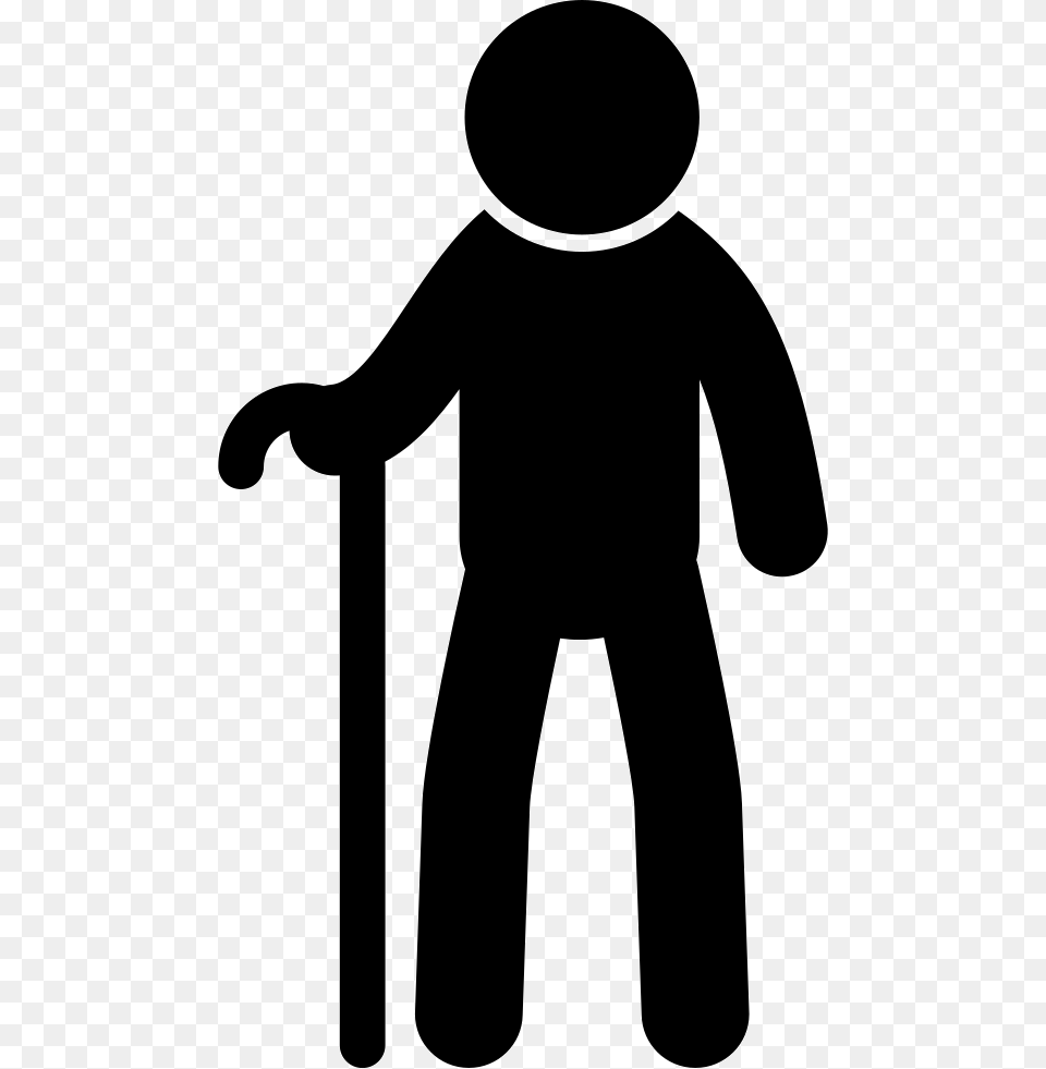 Old Man From Frontal View With A Cane Old Man Vector, Silhouette, Stencil, Person Free Transparent Png