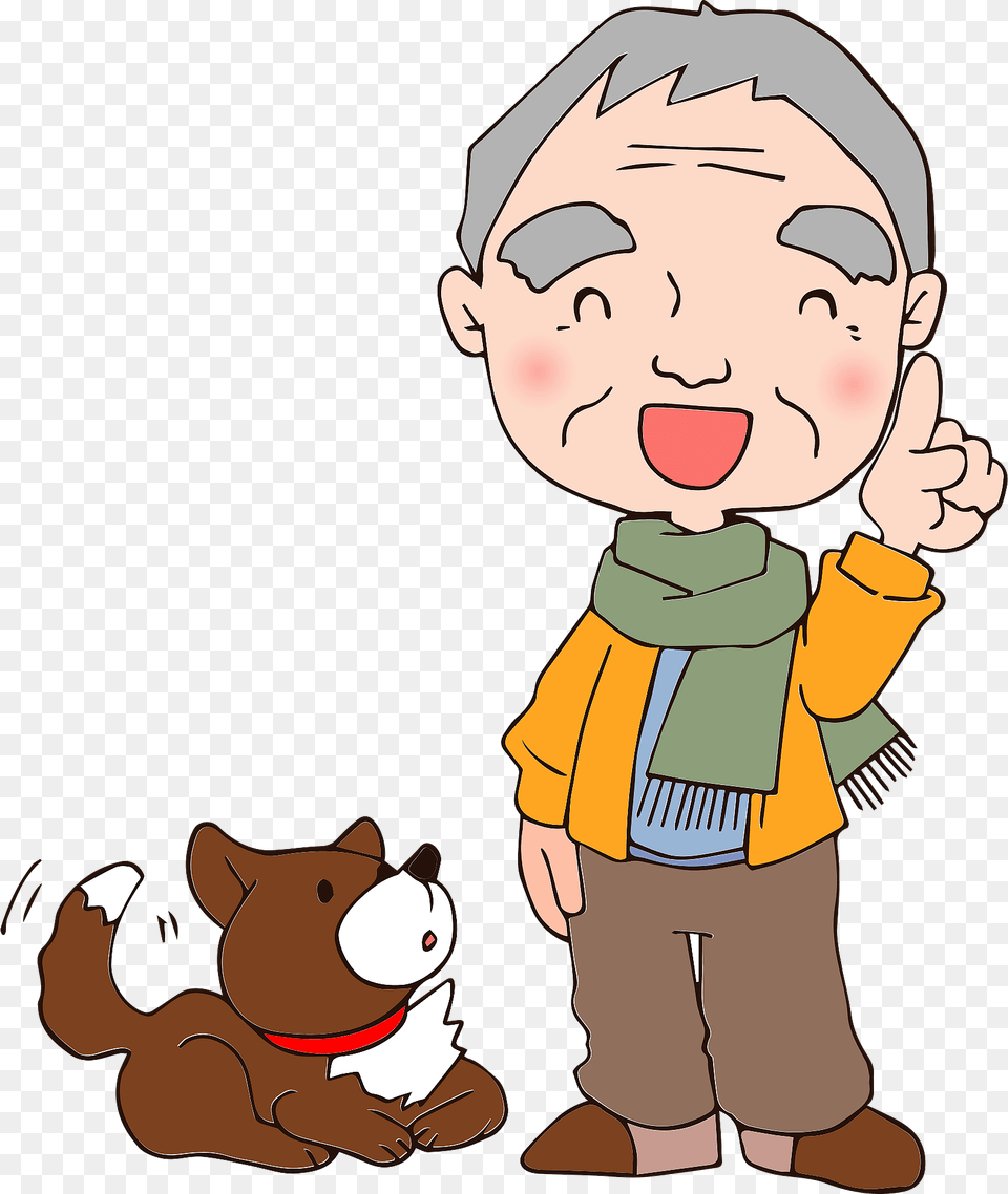 Old Man Grandfather And Dog Clipart, Baby, Person, Cartoon, Face Free Png