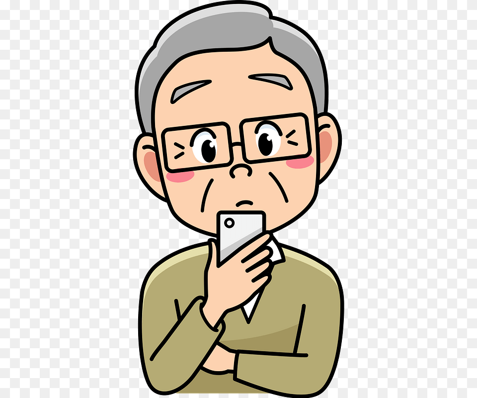Old Man Grandfather Smartphone Clipart Person On Smartphone Clipart, Photography, Accessories, Glasses, Baby Free Png