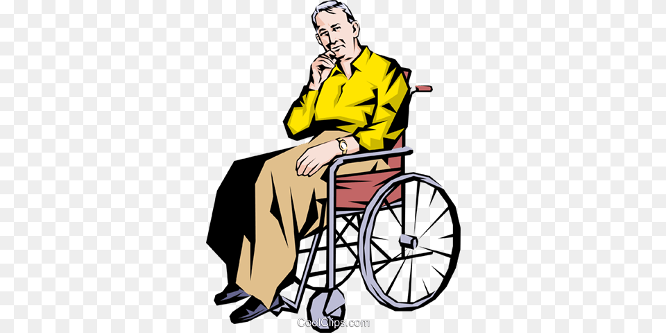 Old Man In A Wheelchair Royalty Vector Clip Art Illustration, Adult, Wheel, Person, Male Free Transparent Png