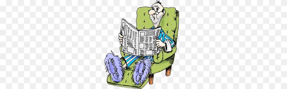 Old Man In Recliner Clipart, Book, Reading, Comics, Publication Png