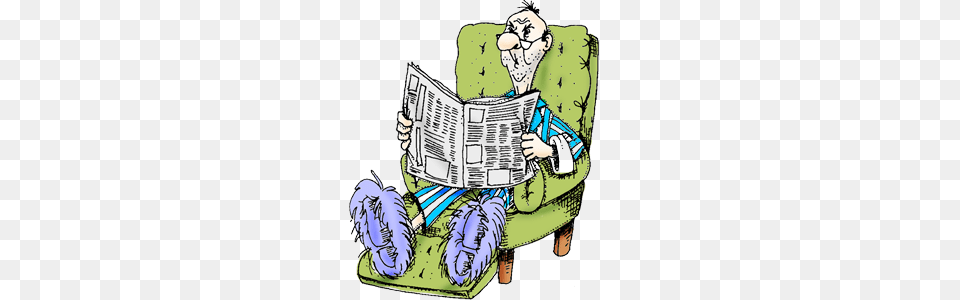 Old Man In Robe Reading The Paper Sitting In His Comfortable Chair, Book, Comics, Publication, Person Free Transparent Png