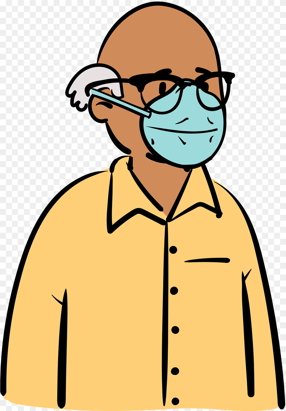 Old Man In Yellow Shirt Wearing Face Mask Clipart, Clothing, Coat, Adult, Person Free Png Download
