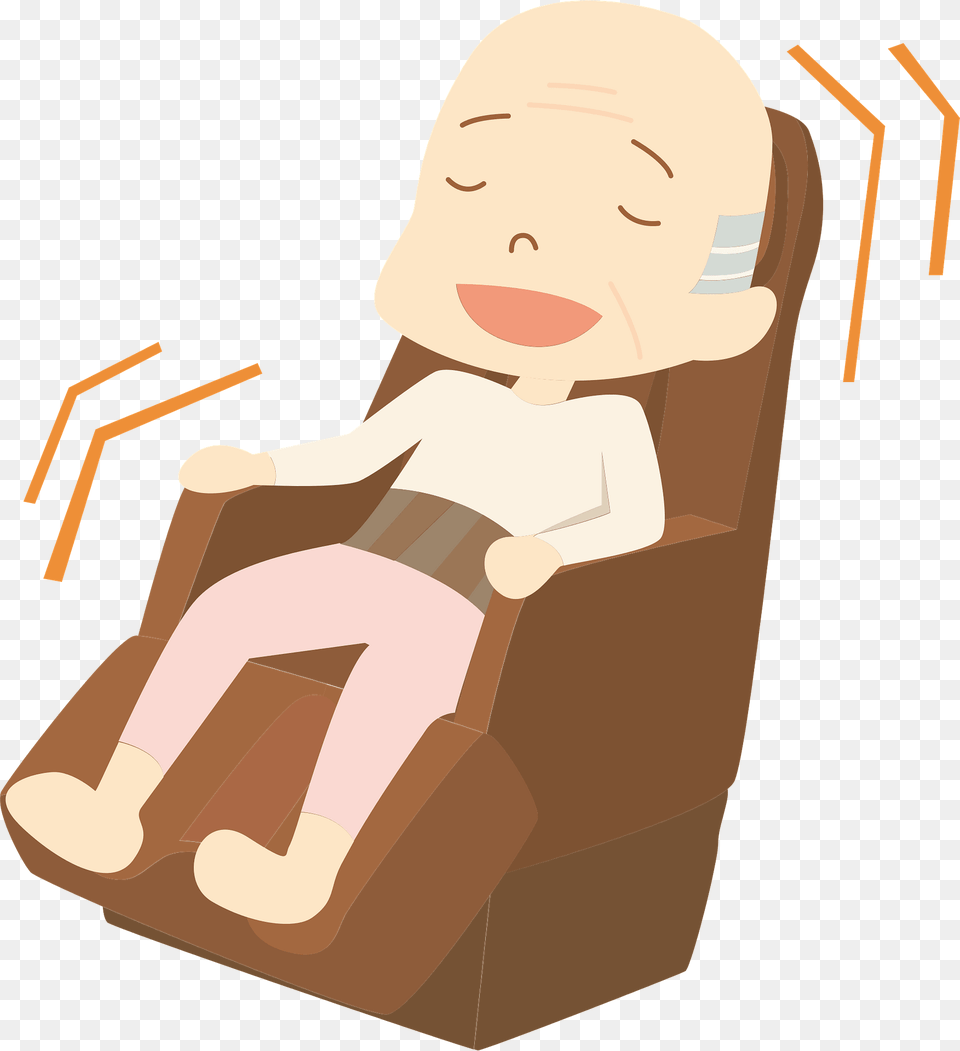 Old Man Is Using A Massage Chair Clipart, Furniture, Baby, Person, Face Png