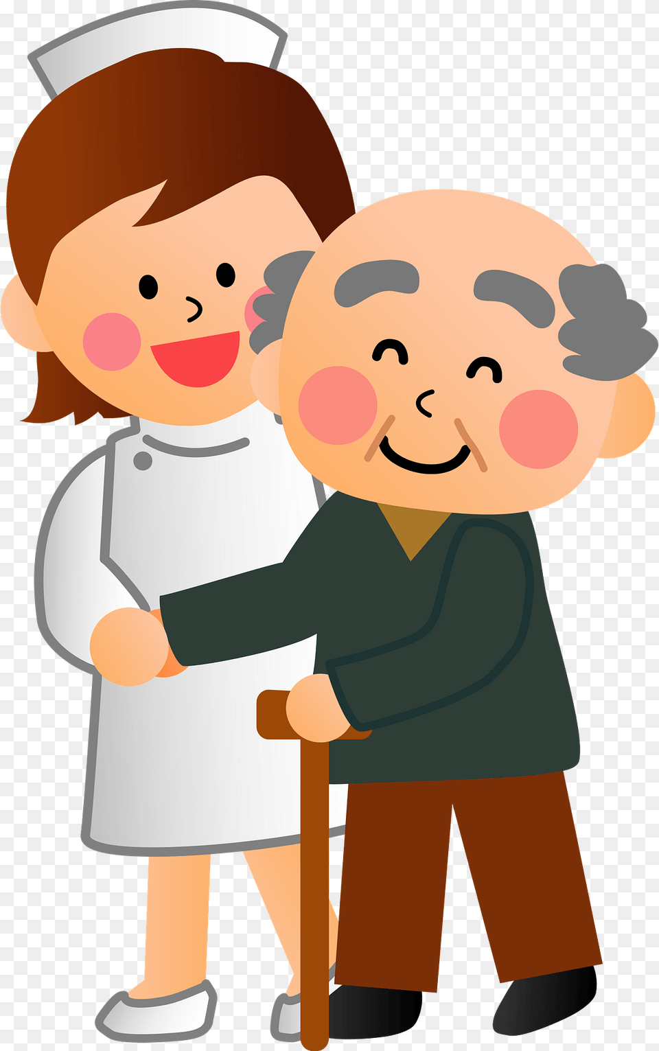 Old Man Is Walking With His Nurse Clipart, People, Person, Baby, Face Png