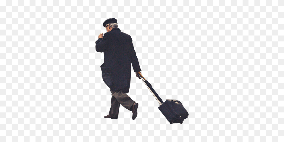 Old Man Malking Suitcase Architecture People, Clothing, Coat, Adult, Male Png Image