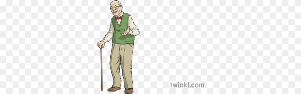 Old Man People Pensioner Walking Stick Ks2 Illustration Twinkl Old Person With Stick, Adult, Male, Head, Face Free Png