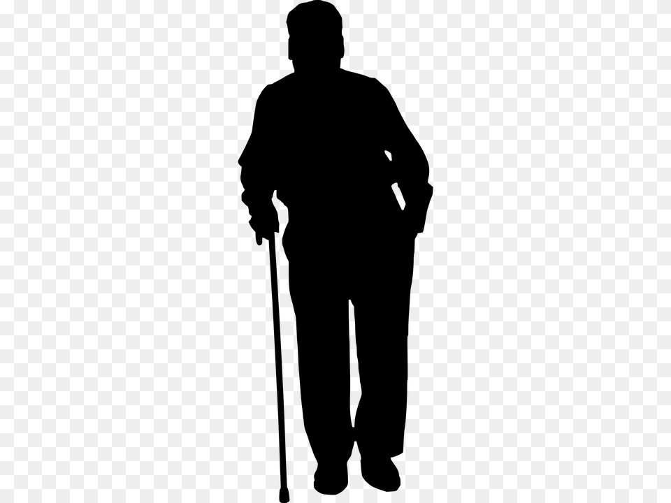 Old Man Silhouette Silhouette Old Man Senior Walking Vector, Gray Free Png