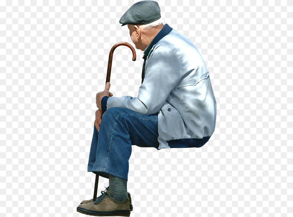 Old Man Sitting Image Architecture People Sitting, Stick, Adult, Male, Person Png