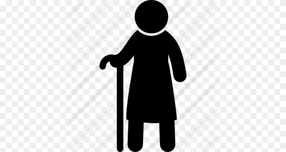 Old Man Standing With A Cane, Gray Free Png