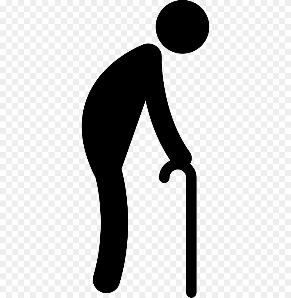 Old Man Walking With A Crutch Old Man Icon, Silhouette, Stencil, Smoke Pipe, Curling Png