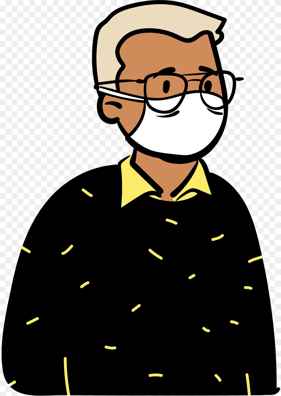 Old Man Wearing Face Mask Clipart, Person, Adult, Male, Head Png Image