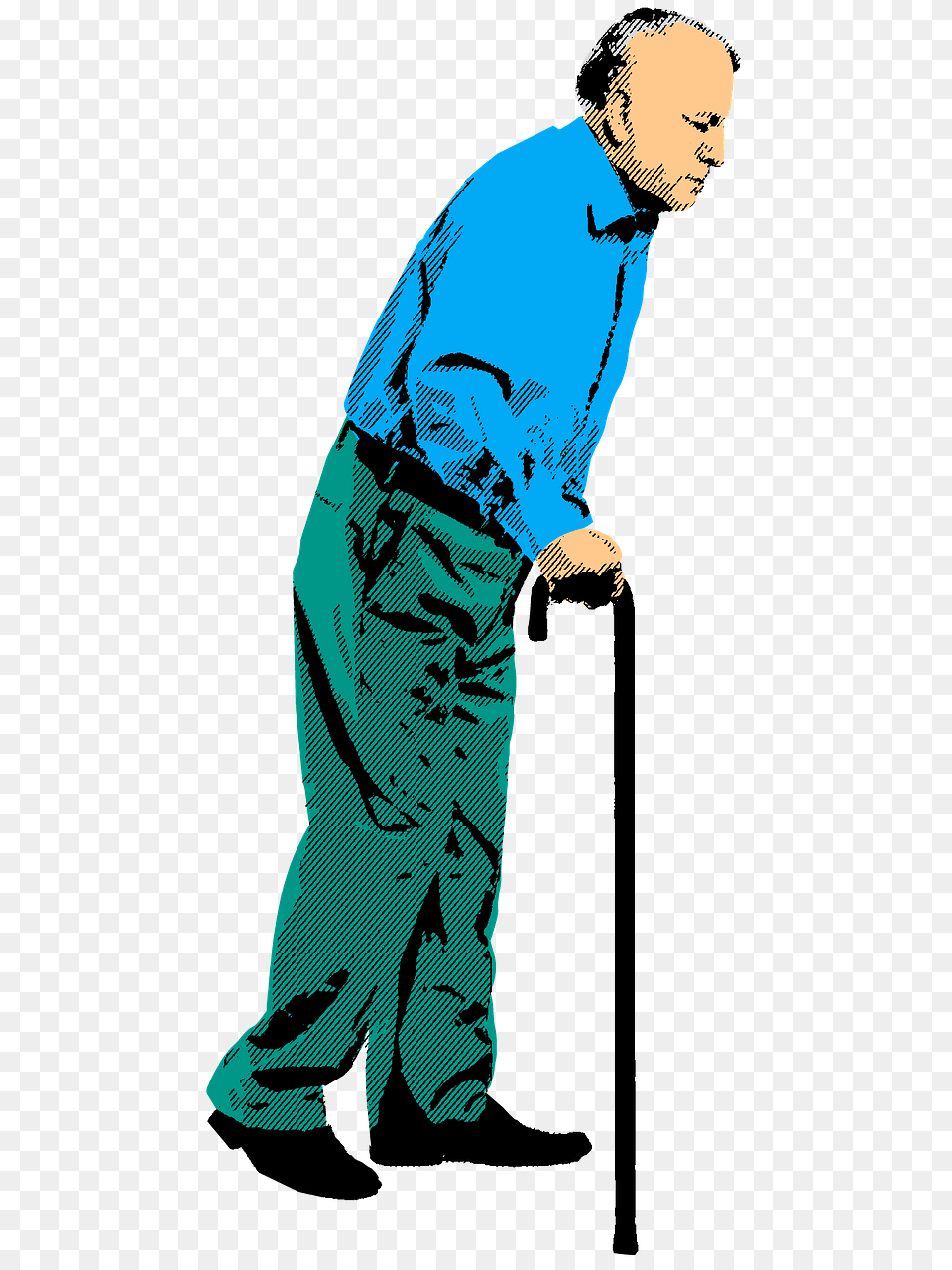 Old Man With A Cane Clipart, Adult, Person, Pants, Male Free Png Download