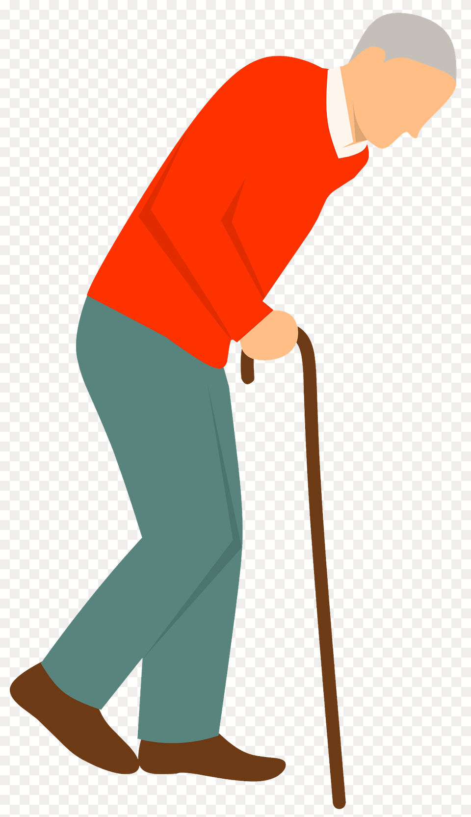 Old Man With A Cane Clipart, Person, Stick, Clothing, Pants Free Png