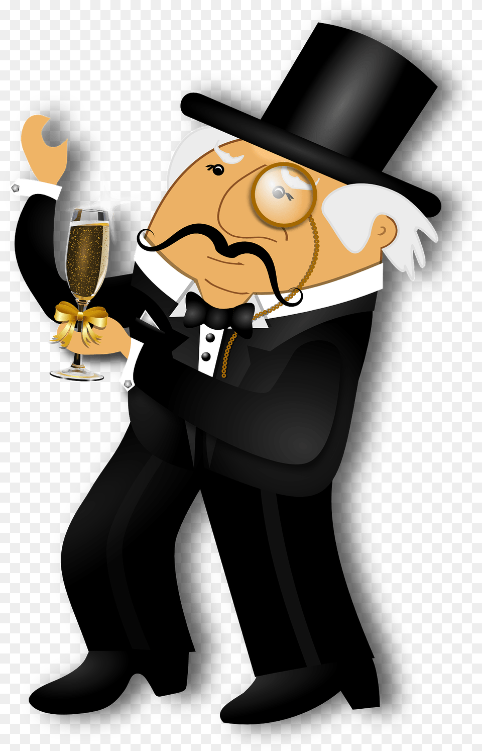 Old Man With A Glass Of Champagne Clipart, Clothing, Formal Wear, Suit, Magician Free Png Download
