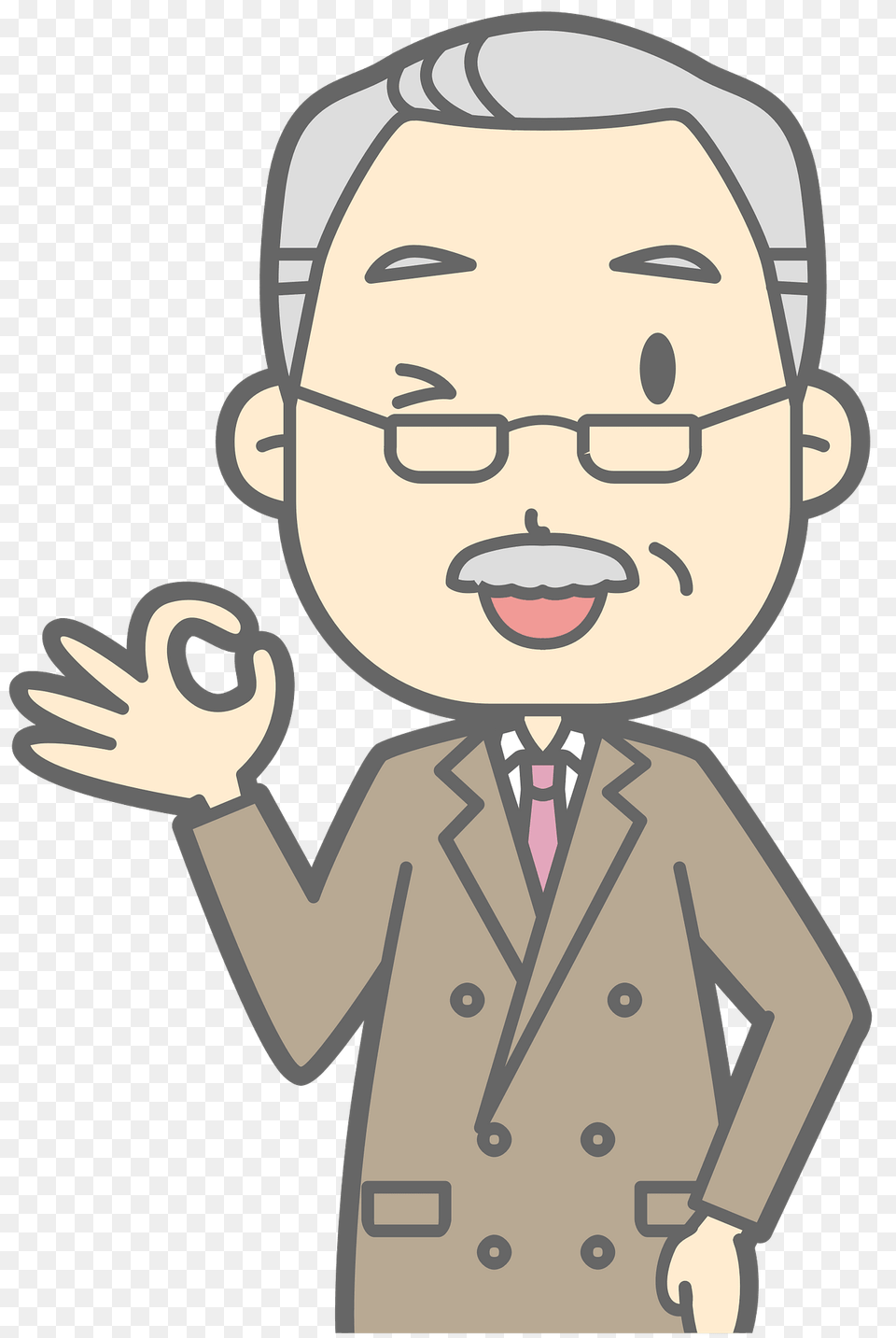 Old Man With Ok Gesture Clipart, Clothing, Coat, Baby, Person Png Image