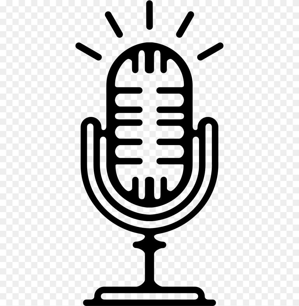 Old Microphone With A Stand Icon Electrical Device, Stencil, Smoke Pipe Free Png Download