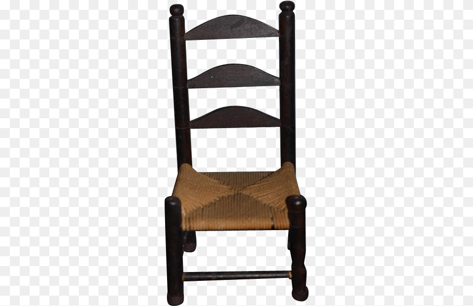 Old Miniature Doll Cane Bottom Wood Chair Ladder Back Rocking Chair, Furniture, Crib, Infant Bed Free Png Download