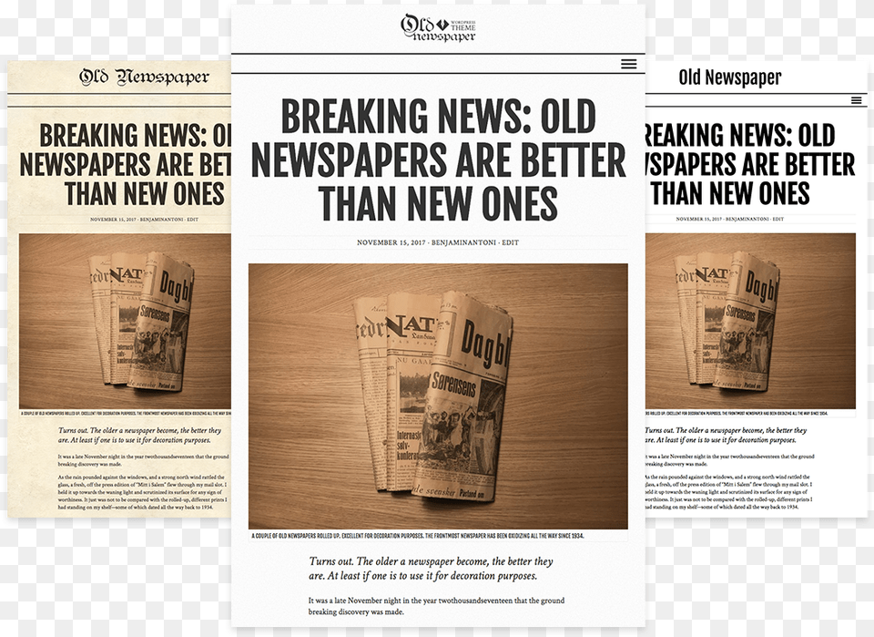 Old Newspaper Wordpress Theme Styles Flyer, Text, Advertisement Free Png