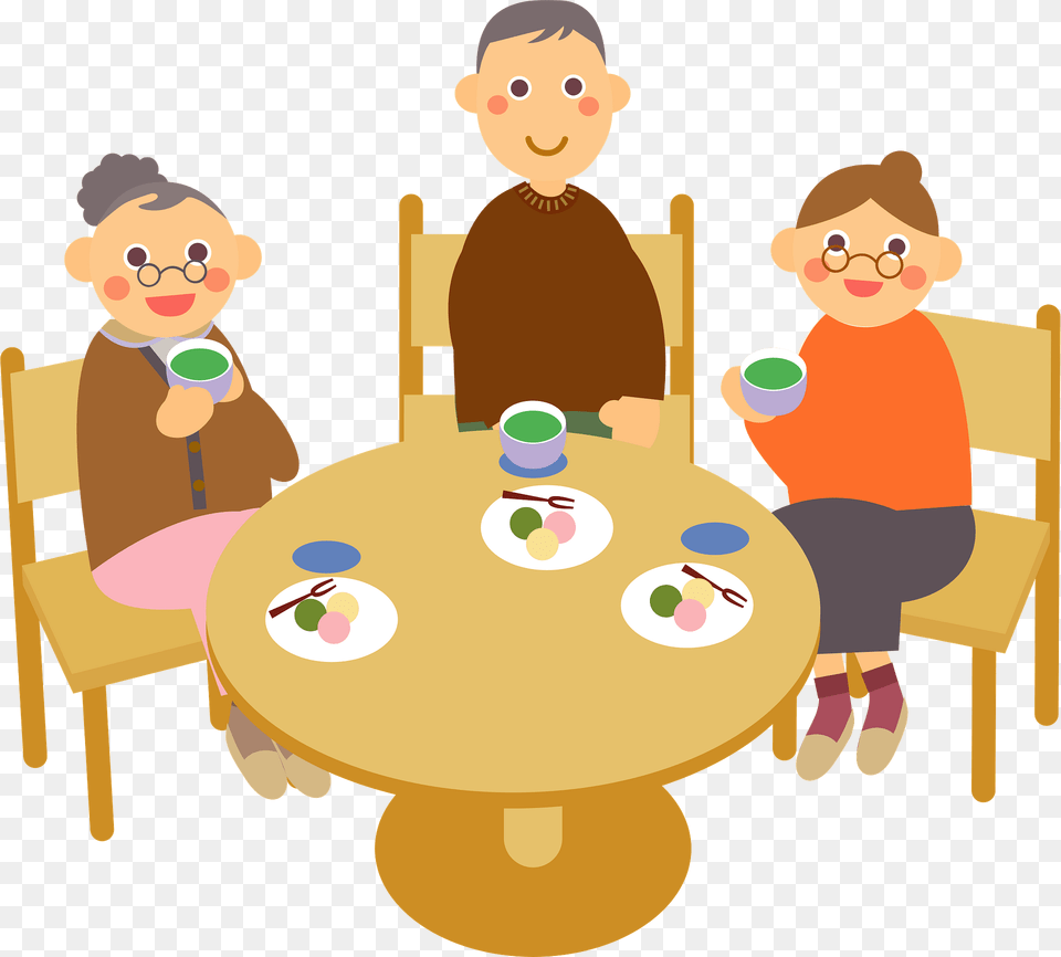 Old People Are Having Tea Clipart, Architecture, Table, Room, Indoors Png