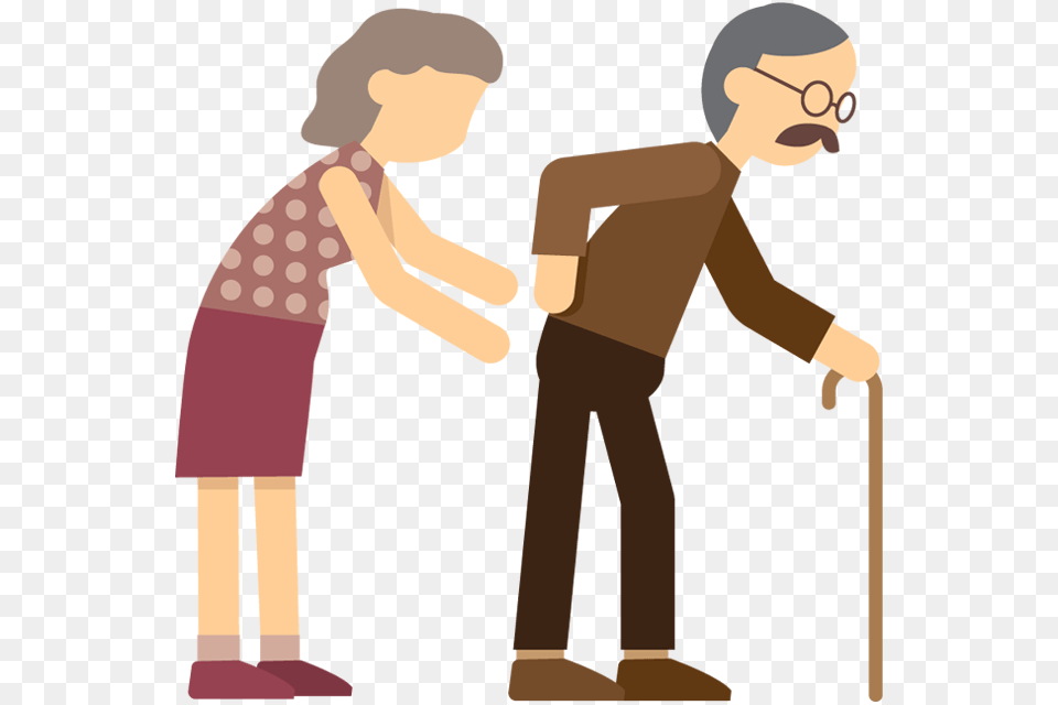 Old People Cartoon Group With Items, Person, Clothing, Long Sleeve, Sleeve Png Image