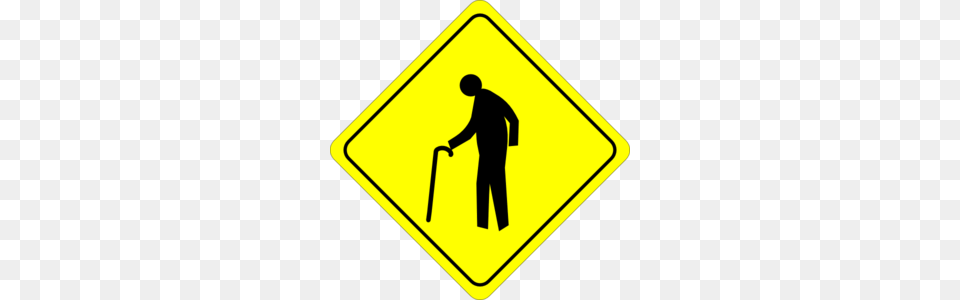 Old Person Crossing Sign Clip Art, Symbol, Adult, Male, Man Png
