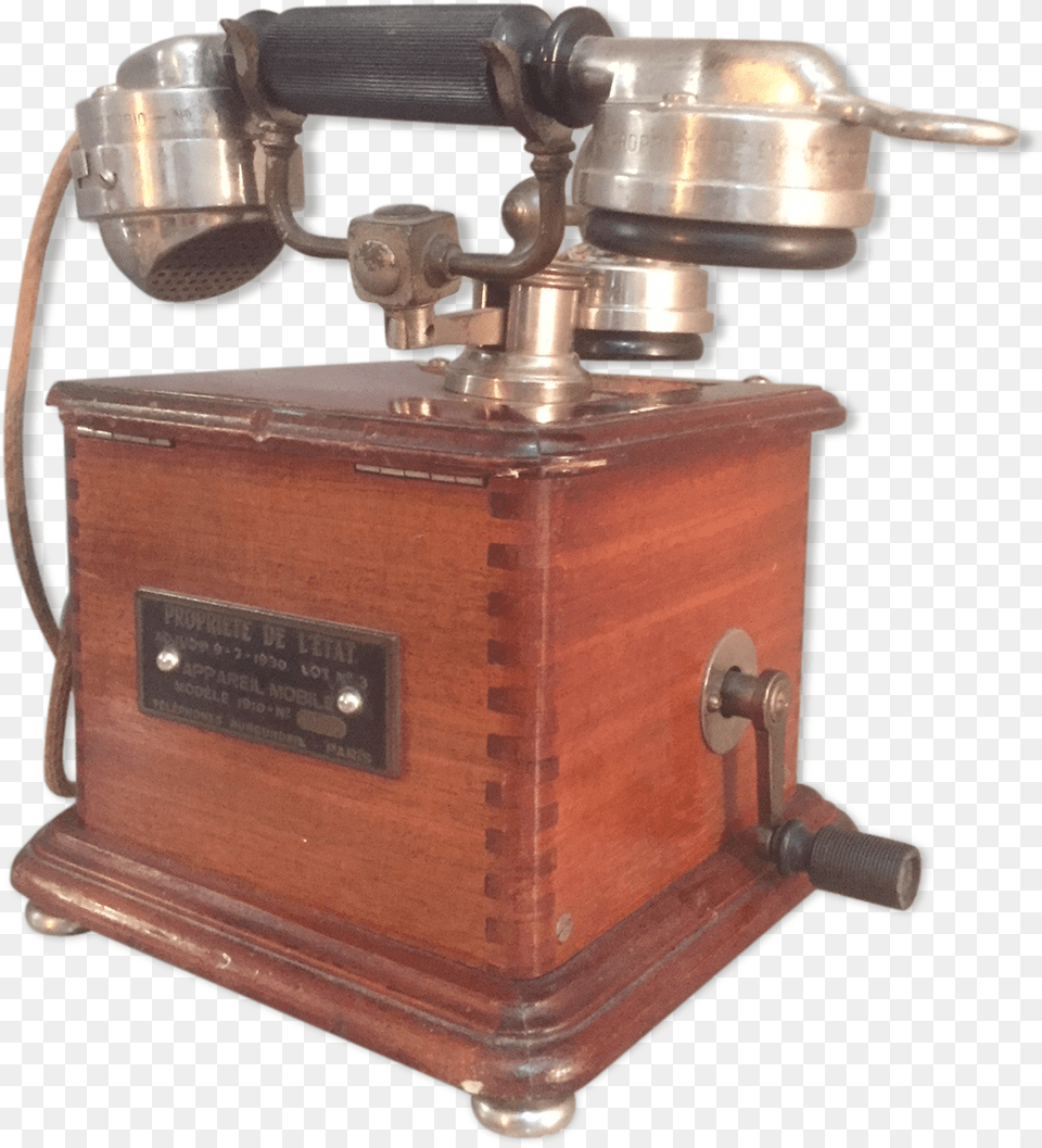 Old Phone For 30 Years In Wood And Metal Tlphone Ancien En Bois, Electronics, Ammunition, Grenade, Weapon Png