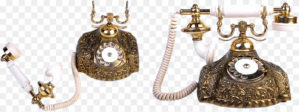 Old Phone Link Call Vintage Telephone Tubeold Old Telephone Gold, Electronics, Dial Telephone, Bronze Free Transparent Png