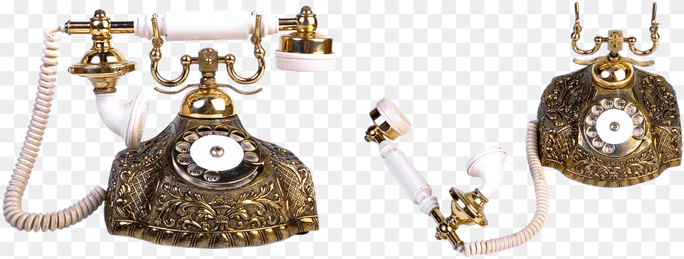 Old Phone Phone Link Photo Gold Old Telephone Transparent, Electronics, Bronze, Dial Telephone, Festival Free Png Download