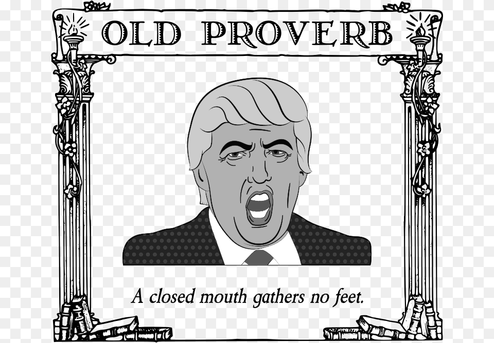 Old Proverb Cartoon Of Donald Trump, Adult, Person, Man, Male Free Transparent Png