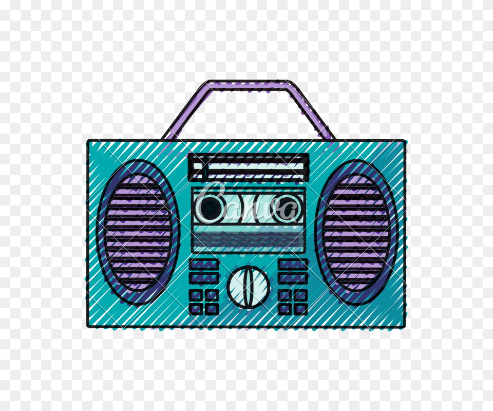 Old Radio Stereo Sketch, Electronics, Cassette Player, Scoreboard, Tape Player Png Image