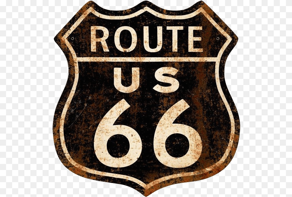 Old Route 66 Sign, Symbol, Badge, Logo Free Png Download