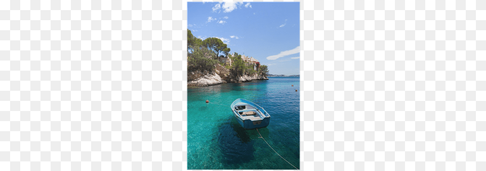 Old Rowboat Moored In Cala Fornells Majorca Poster Mallorca Die Goldene Insel, Boat, Water, Vehicle, Land Png Image