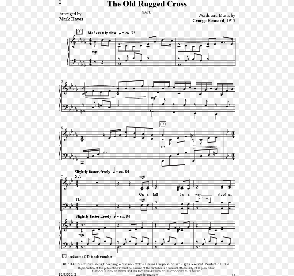 Old Rugged Cross Satb Free Png