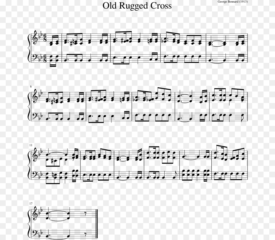 Old Rugged Cross Sheet Music Composed By George Bennard, Gray Free Transparent Png